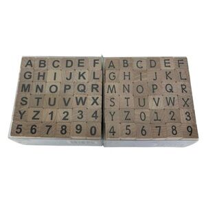 JoAnn Craft Essentials Rubber & Wood Alphabet & Numbers Stamp Sets NWT